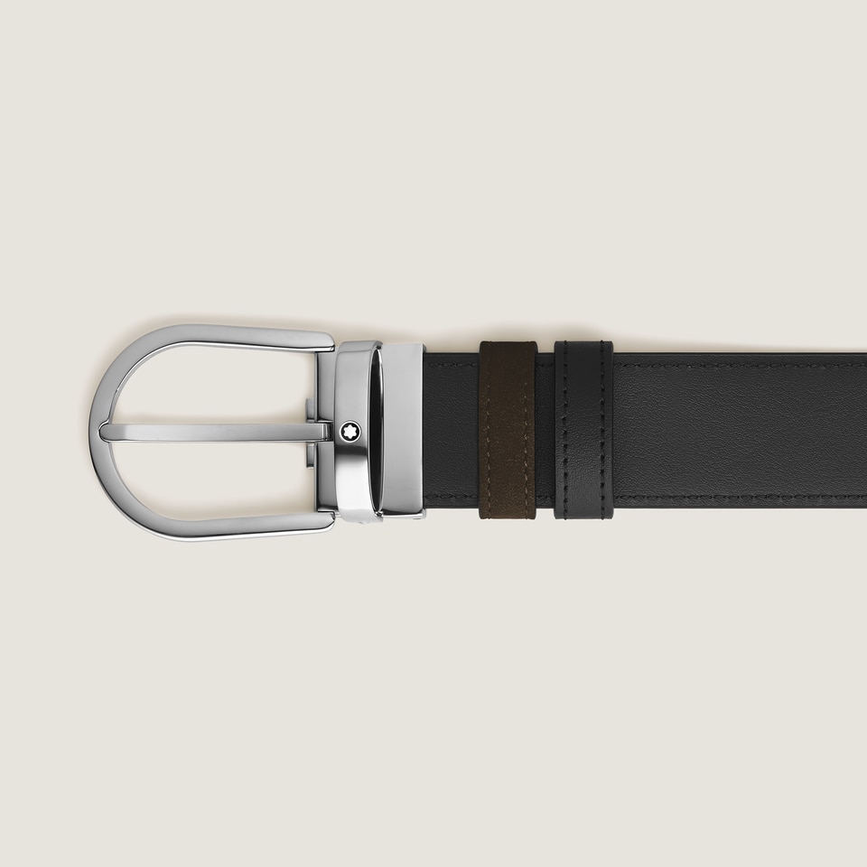Wendbarer G&uuml;rtel mit hufeisenf&ouml;rmiger Schlie&szlig;e 35 mm aus Wildleder - 3