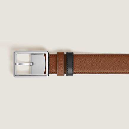 30 mm Reversible Belt in Sartorial Leather with Rectangular Buckle