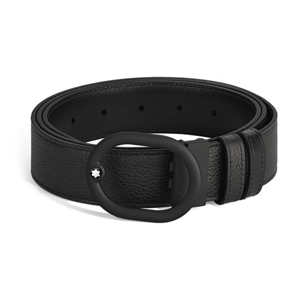 L'Ovale Buckle Black/Black 35&nbsp;mm Reversible Leather Belt - 1