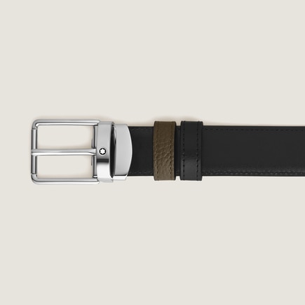 Everyday buckle khaki/black 30mm reversible leather belt