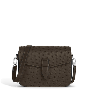 Nib Crossbody Bag in Ostrich-Embossed Leather