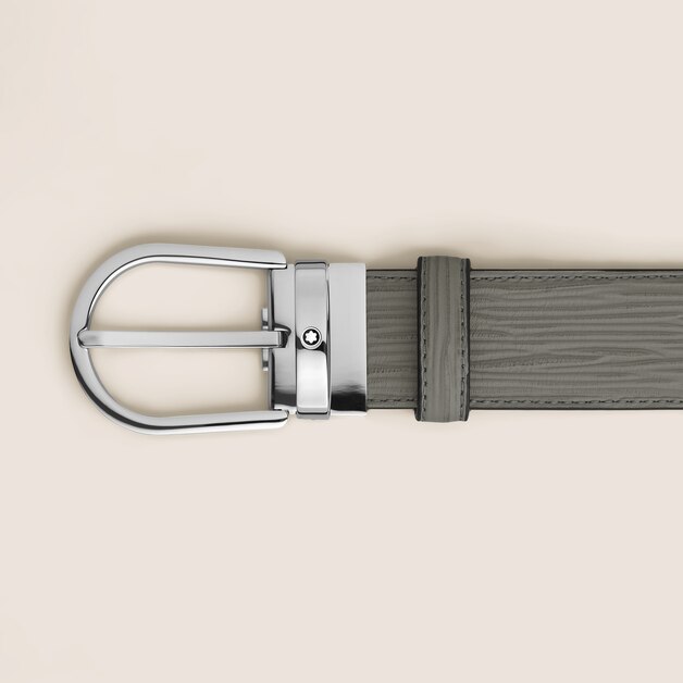 Cinturón de piel gris medio de 35 mm con hebilla en forma de herradura - 2