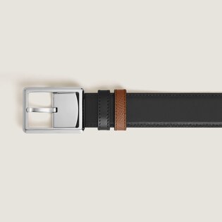 30 mm Reversible Belt in Sartorial Leather with Rectangular Buckle