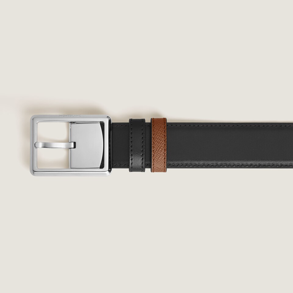 30 mm Reversible Belt in Sartorial Leather with Rectangular Buckle - 3
