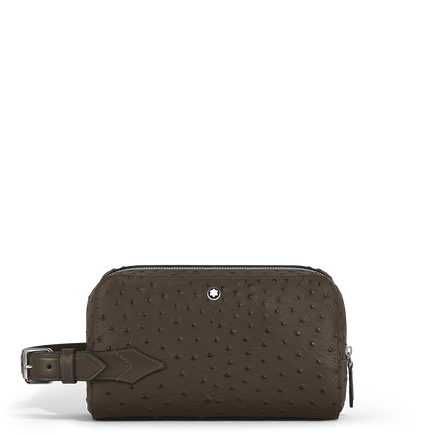 Wash Bag in Ostrich-Embossed Leather