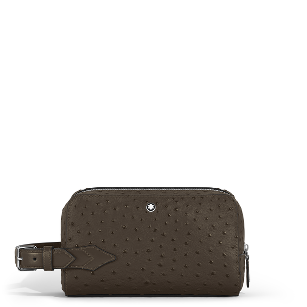 Wash Bag in Ostrich-Embossed Leather - 1