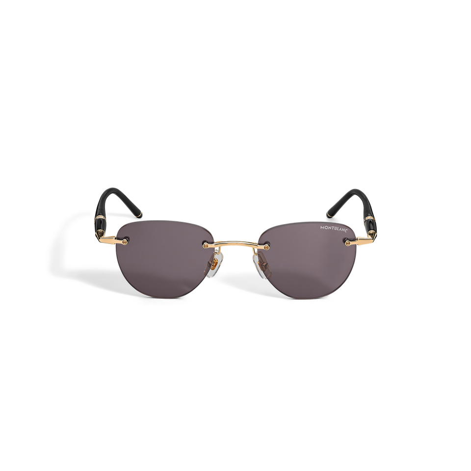 Round Sunglasses with Gold-Coloured Metal Frame - 1