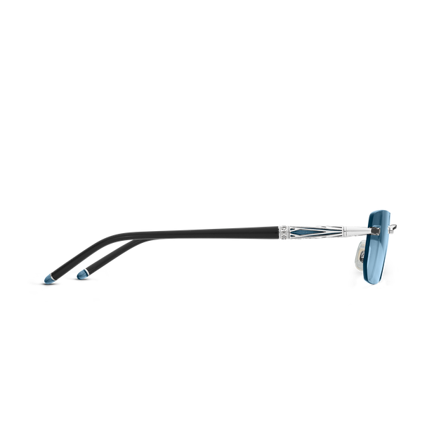 Lunettes de Soleil Rectangulaires avec Monture en Métal Argenté - 2