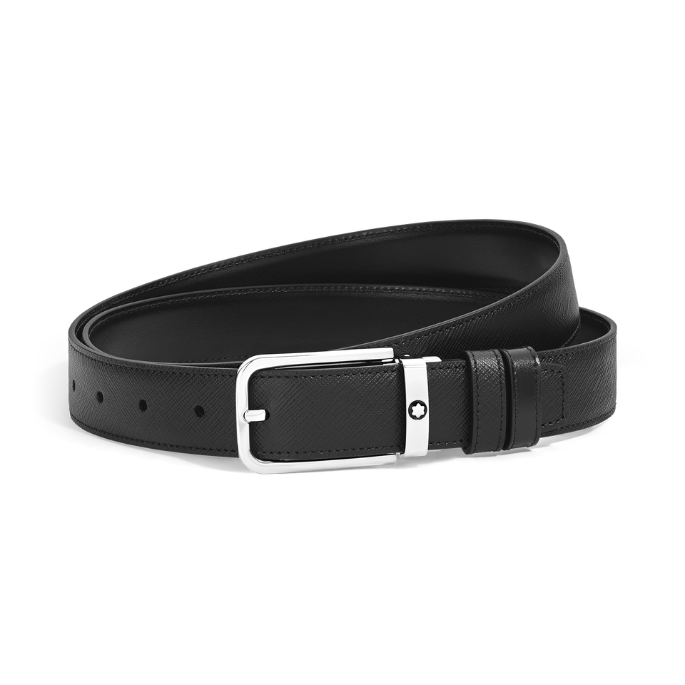 30 mm Reversible Belt in Sartorial Leather with Rectangular Buckle - 1