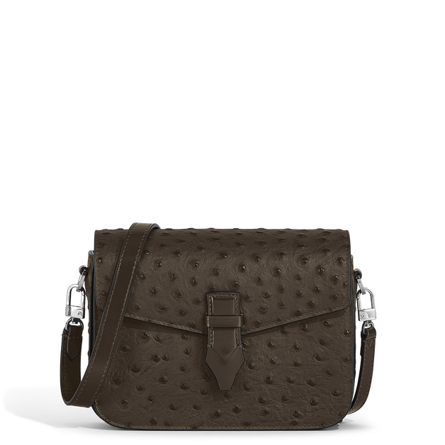 Nib Crossbody Bag in Ostrich-Embossed Leather - 1
