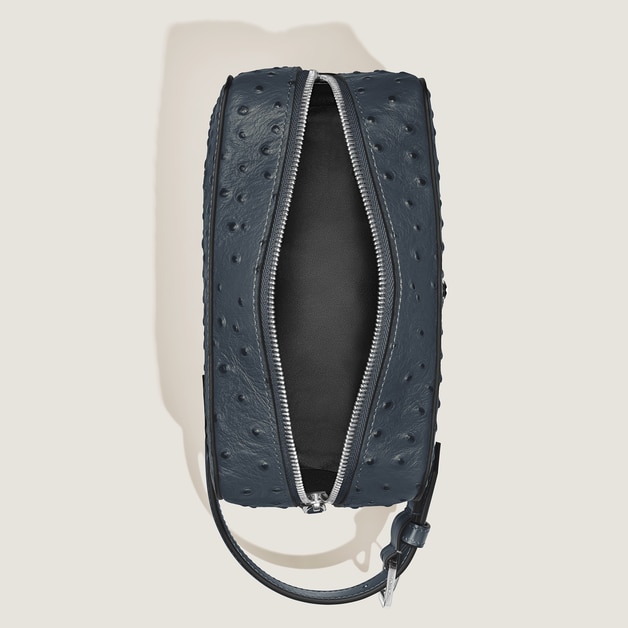 Wash Bag in Ostrich-Embossed Leather - 8