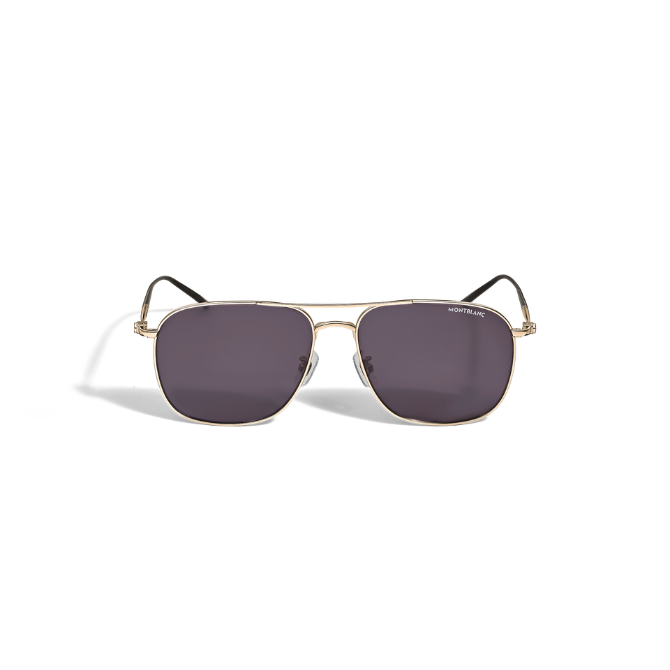 Quadratische Sonnenbrille mit goldfarbenem Titanrahmen - 1