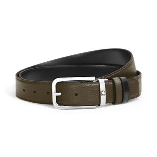 35 mm Reversible Belt in Grain Leather with Rectangular Buckle