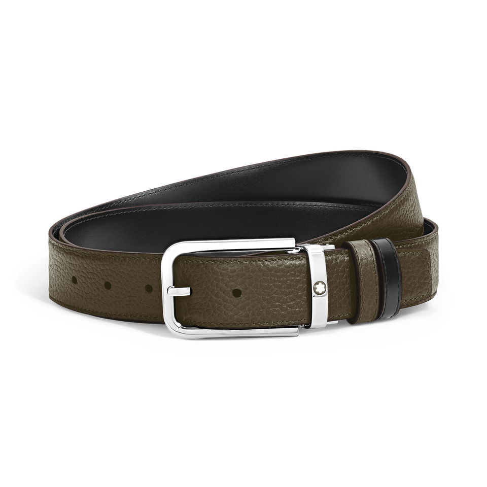 35 mm Reversible Belt in Grain Leather with Rectangular Buckle - 1