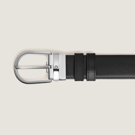 Horseshoe Buckle Black/Black 35 mm Reversible Leather Belt