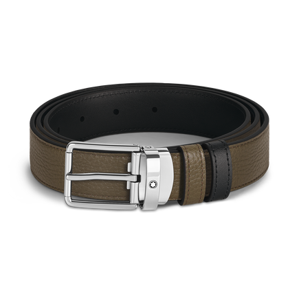 Ceinture r&eacute;versible &agrave; boucle Everyday de 30&nbsp;mm en cuir kaki/noir