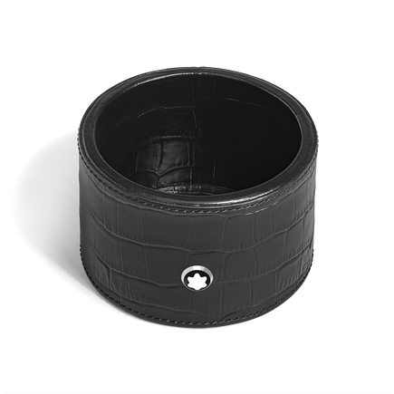 Medium Round Desk Tray in Croco-Embossed Leather