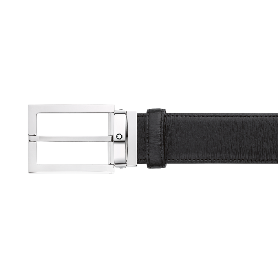 Black 35 mm leather belt - 4