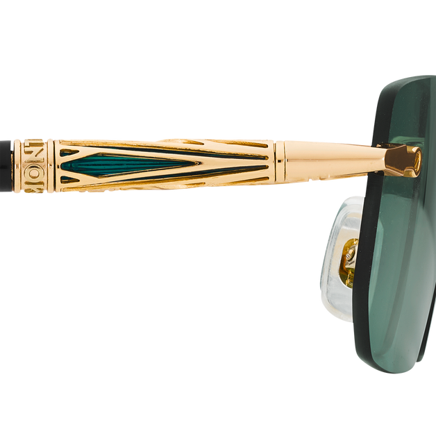 Lunettes de Soleil Rectangulaires avec Monture en Métal Doré - 4