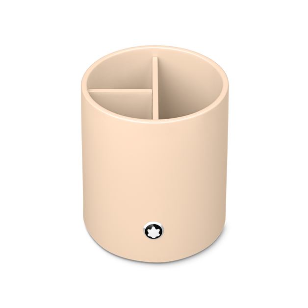 Round Pen Holder in Ivory Colored Lacquer Wood  - 1