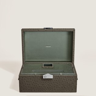 Writing Instruments Collector Box in Ostrich-Embossed Leather