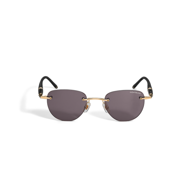 Lunettes de soleil rondes &agrave; monture m&eacute;tallique dor&eacute;e - 1