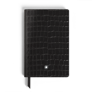 Notebook Small, Croco-Embossed Leather, Black - Lined Pages