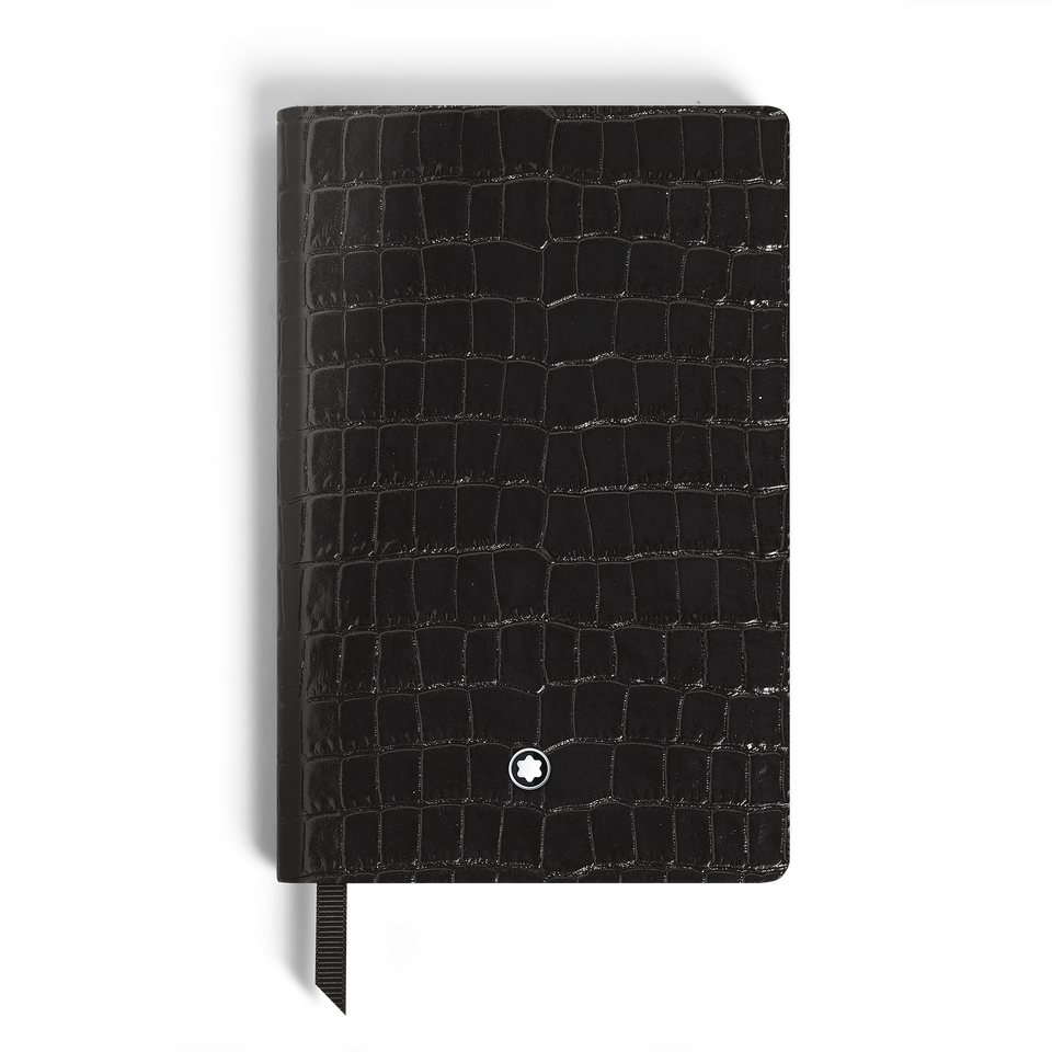 Notebook Small, Croco-Embossed Leather, Black - Lined Pages - 1