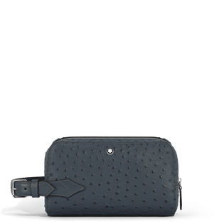Wash Bag in Ostrich-Embossed Leather
