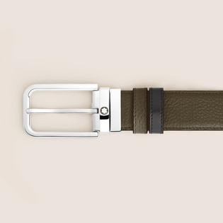 35 mm Reversible Belt in Grain Leather with Rectangular Buckle