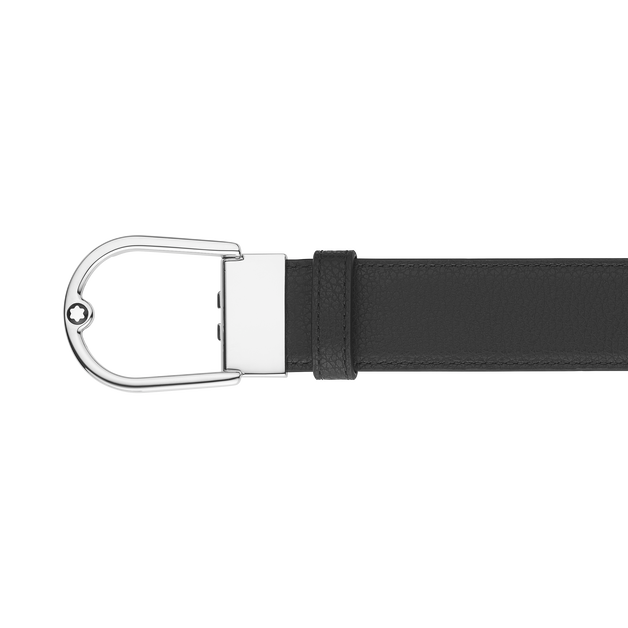 Horseshoe buckle grainy caramel/black 35mm reversible leather belt - 4