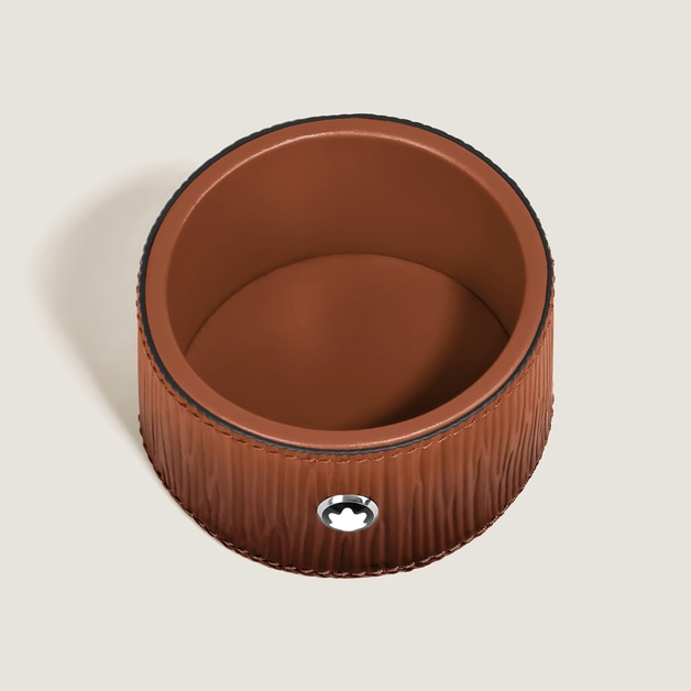 Small Round Desk Tray in Corteccia Sfumato Leather - 2