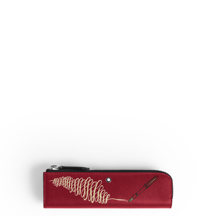 1-Pen Pouch with Zip Year of the Horse in Sartorial Leather