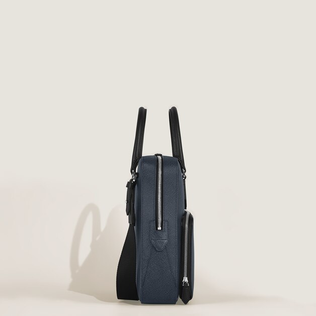 Porte-Documents Moyen Mod&egrave;le avec Poche en Cuir Sartorial - 5