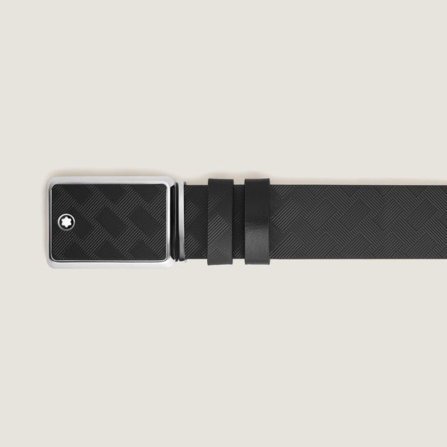 Marquetry Plate Buckle Black/Black 30&nbsp;mm Reversible Leather Belt - 3