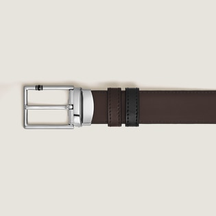 30 mm Reversible Belt in Leather with Rectangular Meisterst&uuml;ck Buckle