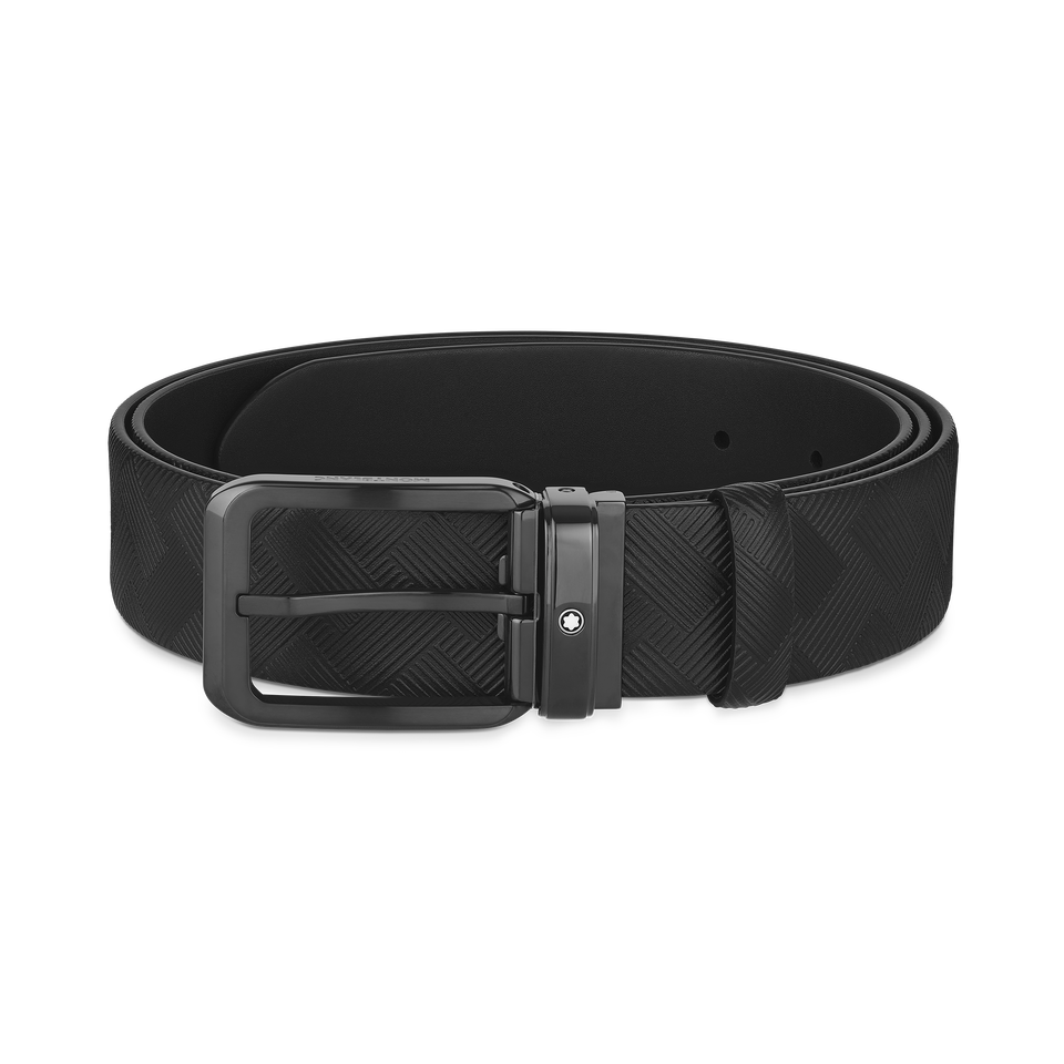 Black 35 mm reversible leather belt - 1