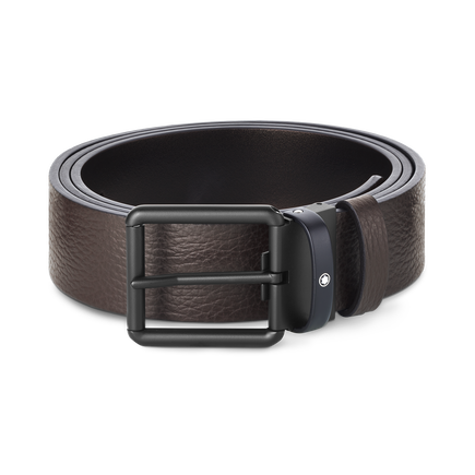 Brown/black 35 mm reversible leather belt