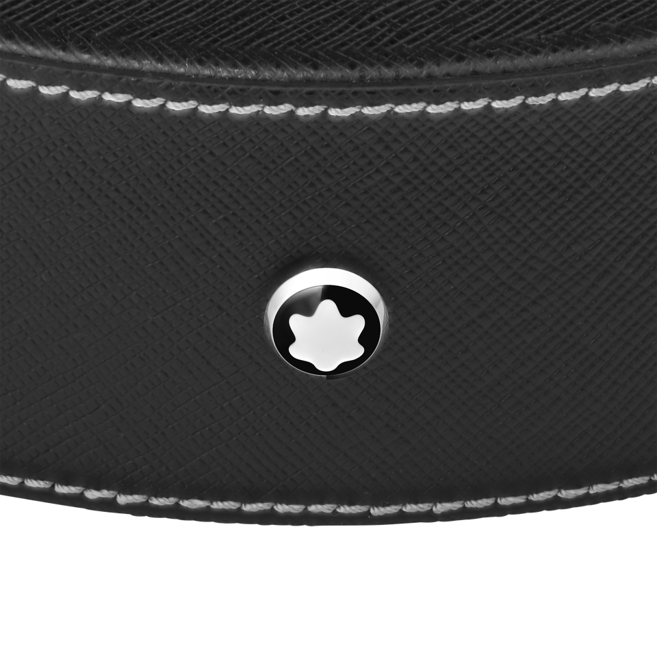 Round desk tray in black leather (Large) - 3