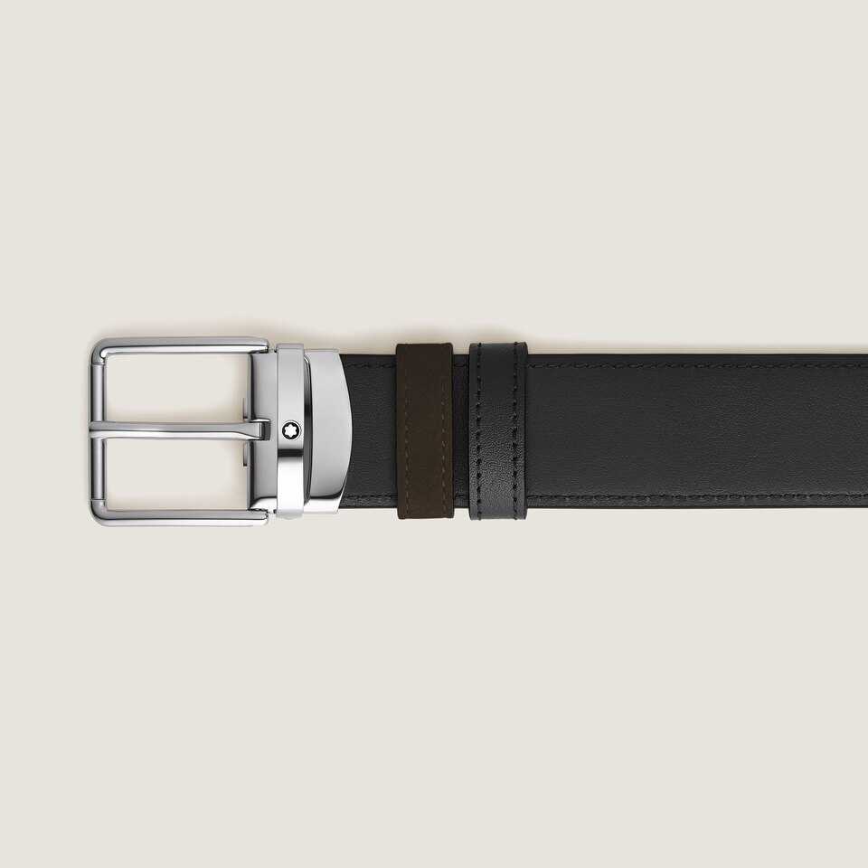 Everyday buckle brown/black 35mm reversible leather belt - 3