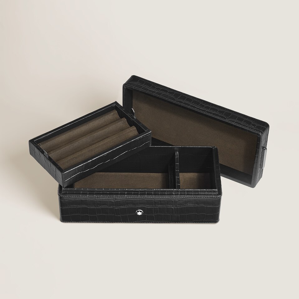 Pen Box, Croco-Embossed Leather, Black - 6