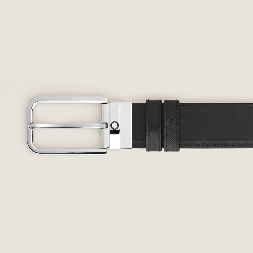 35 mm Reversible Belt in Sartorial Leather with Rectangular Buckle - 3