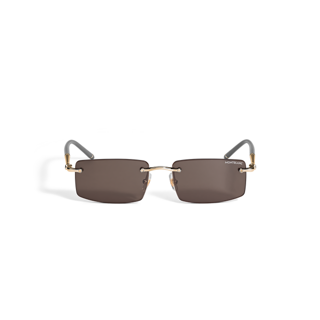 Rectangular Sunglasses with Gold-Coloured Metal Frame - 1