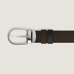 Horseshoe buckle brown/black 30mm reversible leather belt