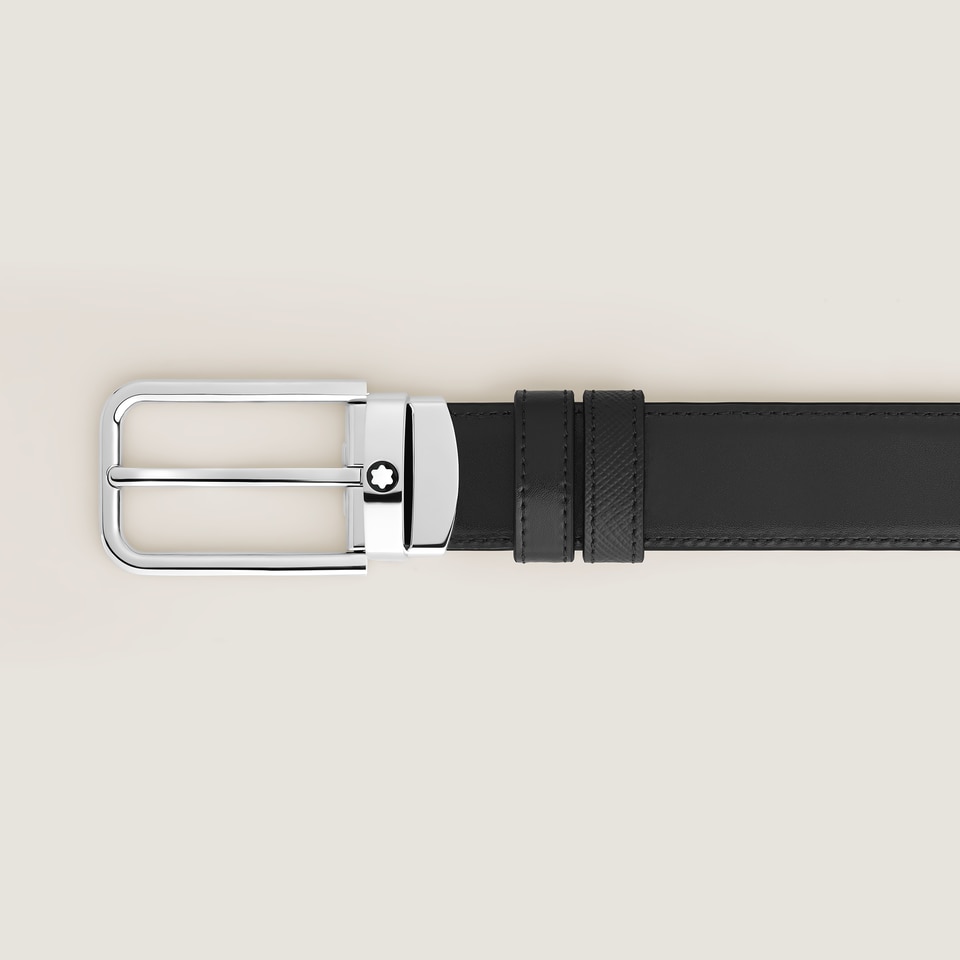 30 mm Reversible Belt in Sartorial Leather with Rectangular Buckle - 4