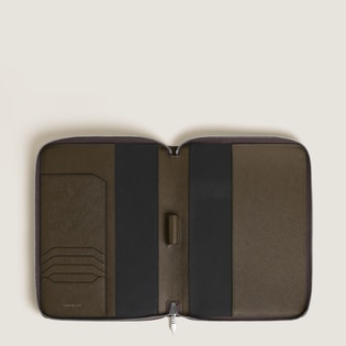 Small Notebook Holder with zip in Sartorial Leather