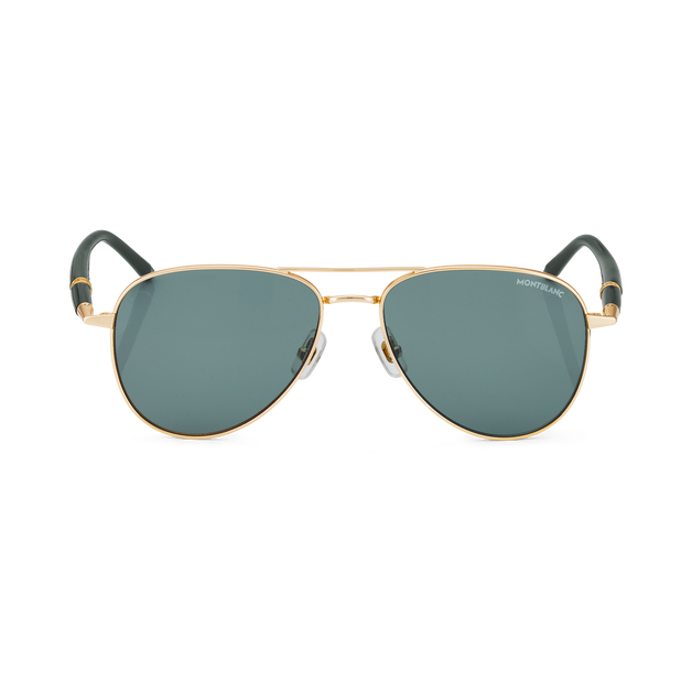 Squared Sunglasses with Gold-Coloured Metal Frame - 1