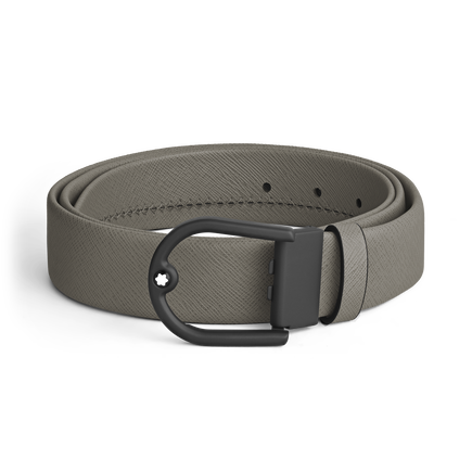 Horseshoe buckle medium grey 35mm leather belt