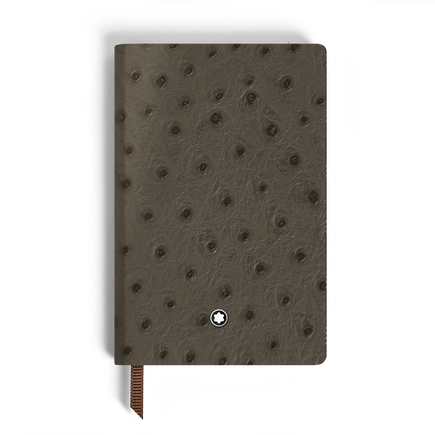 Small Notebook in Ostrich-Embossed Leather, Lined Pages