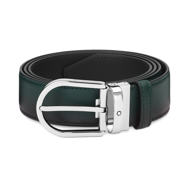 Horseshoe buckle sfumato British green 35mm leather belt - 1